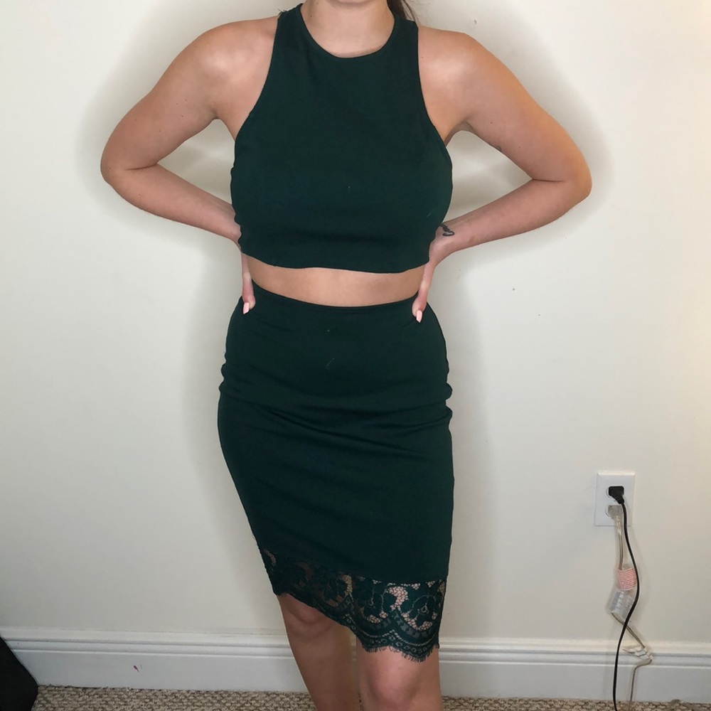 Green split dress